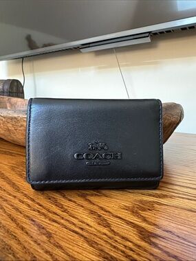 Coach Black Leather Trifold Wallet